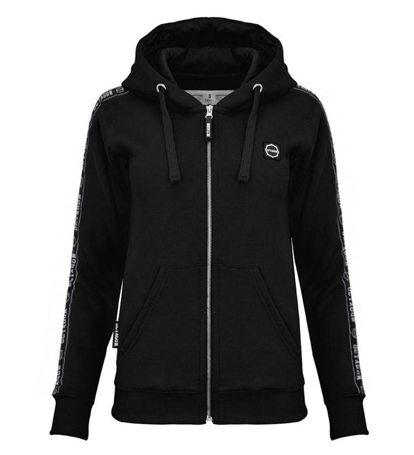 Hoodie Octagon Damen Stripe ZIP-Kapuze schwarz