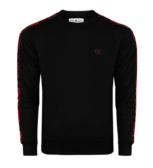 Hoodie Octagon Stripe bez kaptura schwarz / rot