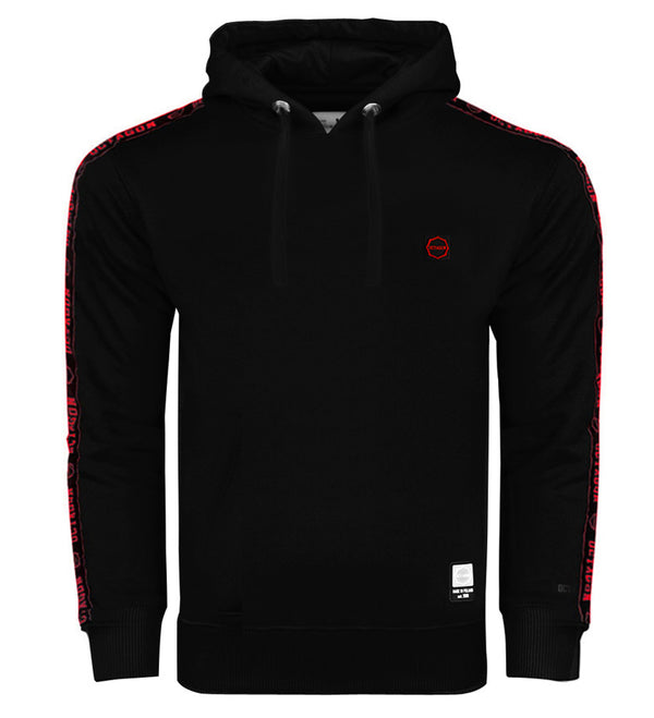 Hoodie Octagon Stripe z kapturem schwarz / rot