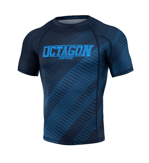 Rashguard Octagon PREMIUM Blocks blau
