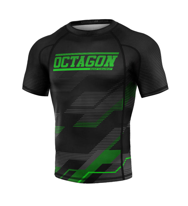 Rashguard Octagon PREMIUM Racer schwarz / grün