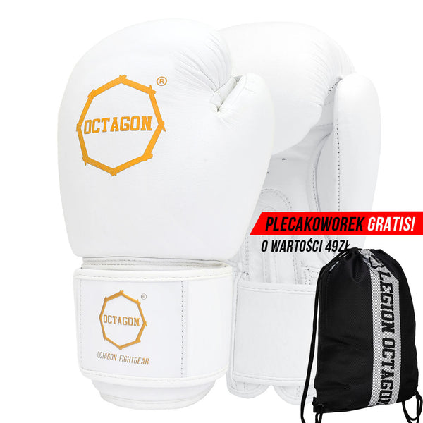 Octagon Royal Boxhandschuhe Weiß/Gold - Naturleder