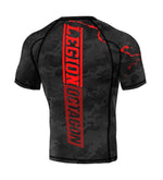 Rashguard Legion Octagon PREMIUM Marble camo / rot