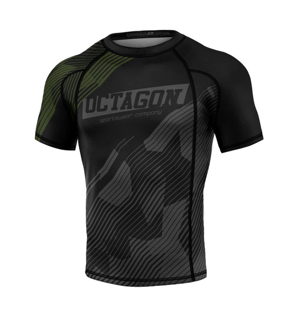 Rashguard Octagon PREMIUM Broken Line schwarz