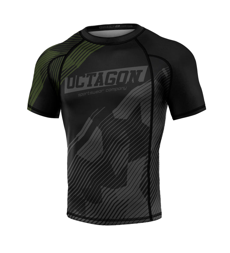 Rashguard Octagon PREMIUM Broken Line schwarz
