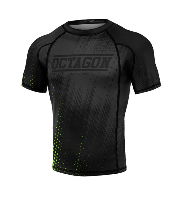 Rashguard Octagon PREMIUM Dots schwarz / grün