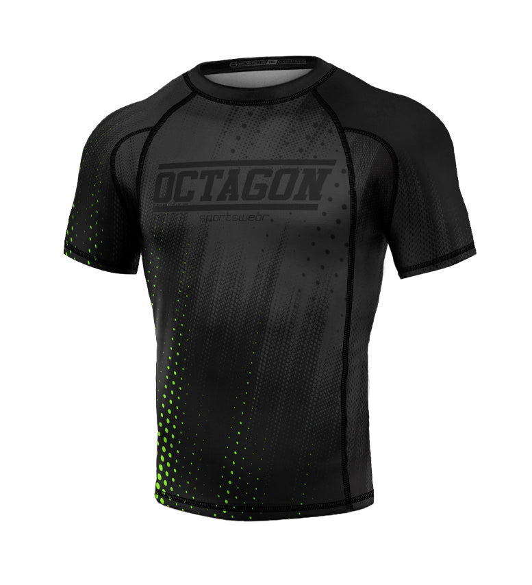 Rashguard Octagon PREMIUM Dots schwarz / grün