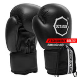 Rękawice bokserskie Octagon Victory PU black/white plecakoworek GRATIS!
