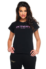 T-Shirt Octagon Damen SINCE 2010 schwarz