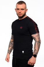 T-Shirt Octagon Stripe schwarz/rot