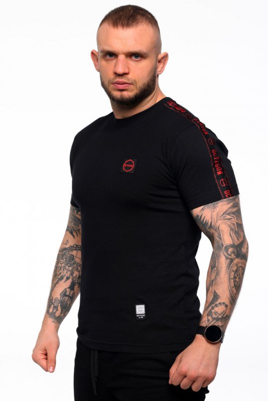 T-Shirt Octagon Stripe schwarz/rot