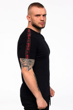 T-Shirt Octagon Stripe schwarz/rot