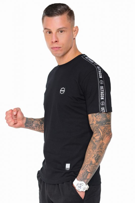 T-Shirt Octagon Stripe schwarz/weiß